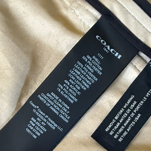 Coach Tan and Black Cotton Leather Wool Trench Coat - Picture 6 of 15